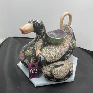 MCM Porcelain Duck & Duckling Pitcher Has‎ Stopper8.5"tall 12" Long 10" Wide